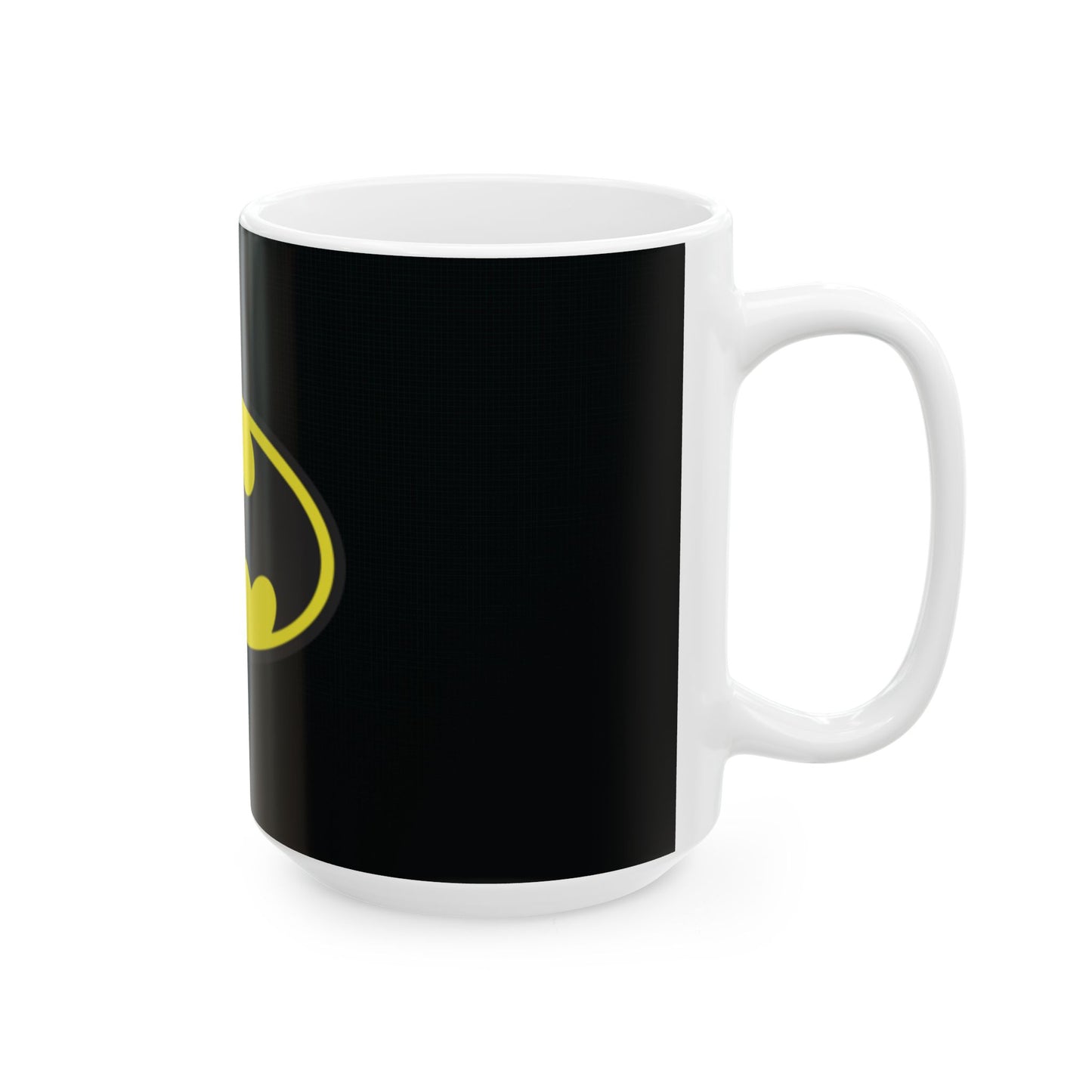 Batman Ceramic Mug, Superhero Gift, Coffee Cup, Comic Fan Mug, Black and Yellow Decor, Unique Drinkware