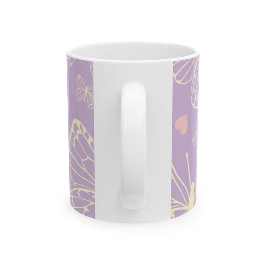 Butterfly Dreams Ceramic Mug, Cute Coffee Cup, Butterfly Lover Gift, Pastel Mug for Tea, Spring Decor