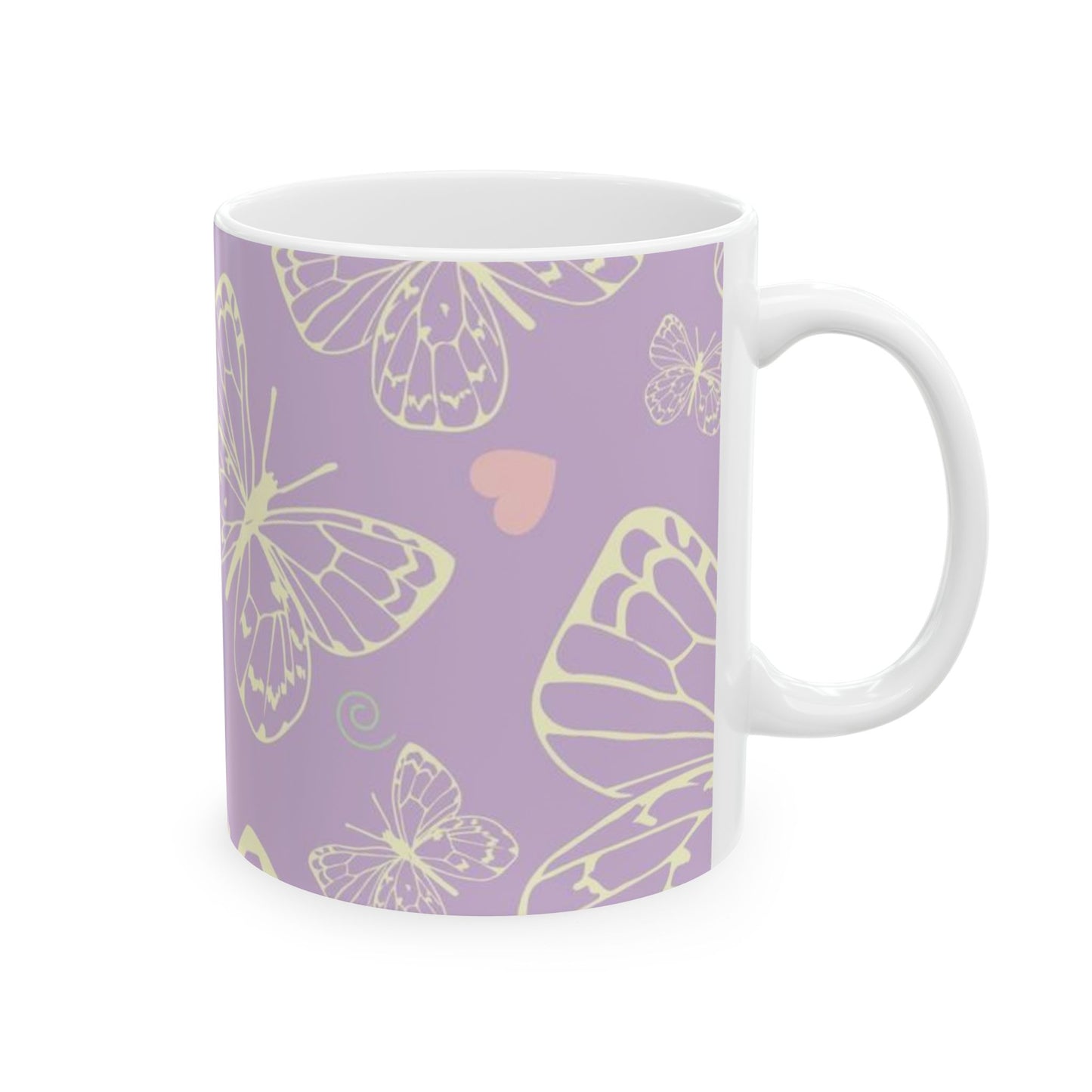 Butterfly Dreams Ceramic Mug, Cute Coffee Cup, Butterfly Lover Gift, Pastel Mug for Tea, Spring Decor
