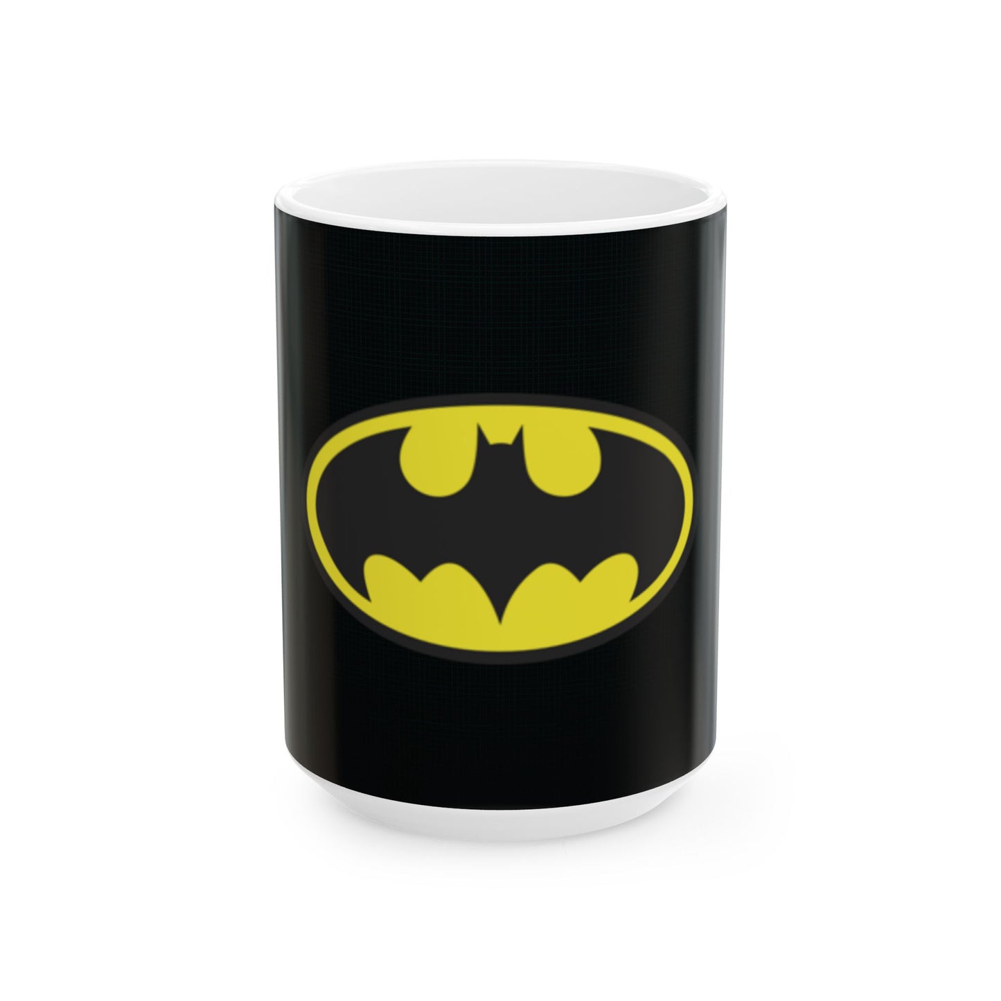 Batman Ceramic Mug, Superhero Gift, Coffee Cup, Comic Fan Mug, Black and Yellow Decor, Unique Drinkware
