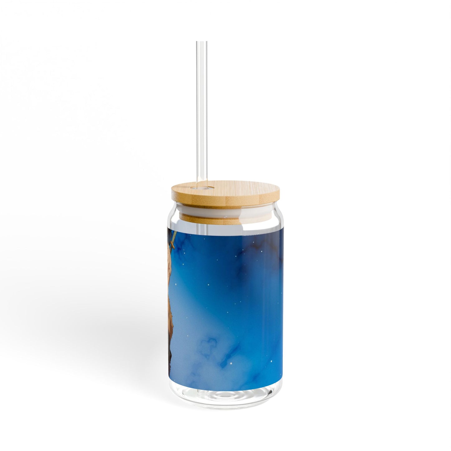 Eco-Friendly Sipper Glass, 16oz | Artistic Drinkware, Water Bottle, Reusable Glass, Nature Gift, Cool Beverage Container