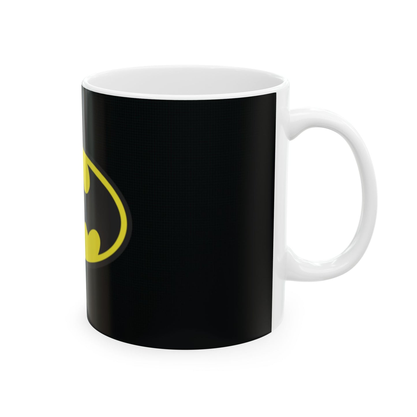Batman Ceramic Mug, Superhero Gift, Coffee Cup, Comic Fan Mug, Black and Yellow Decor, Unique Drinkware
