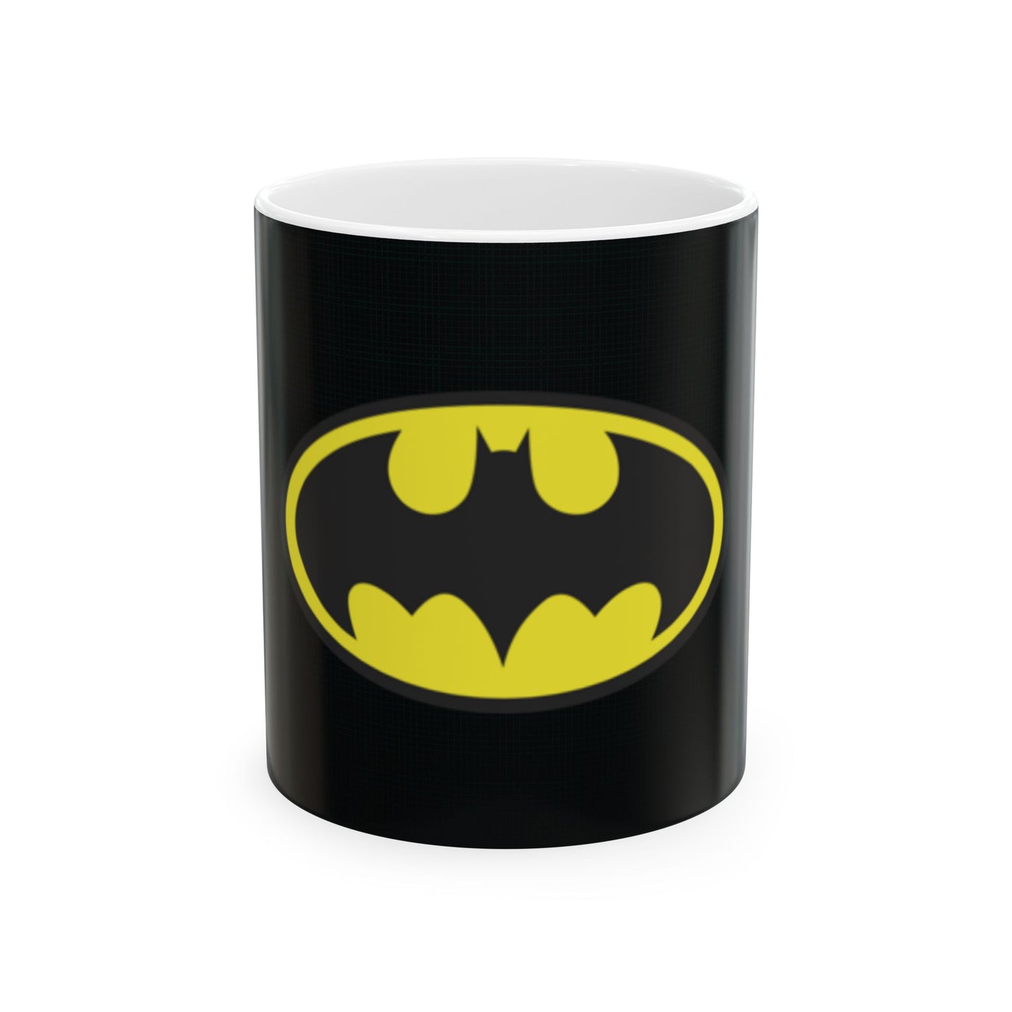 Batman Ceramic Mug, Superhero Gift, Coffee Cup, Comic Fan Mug, Black and Yellow Decor, Unique Drinkware