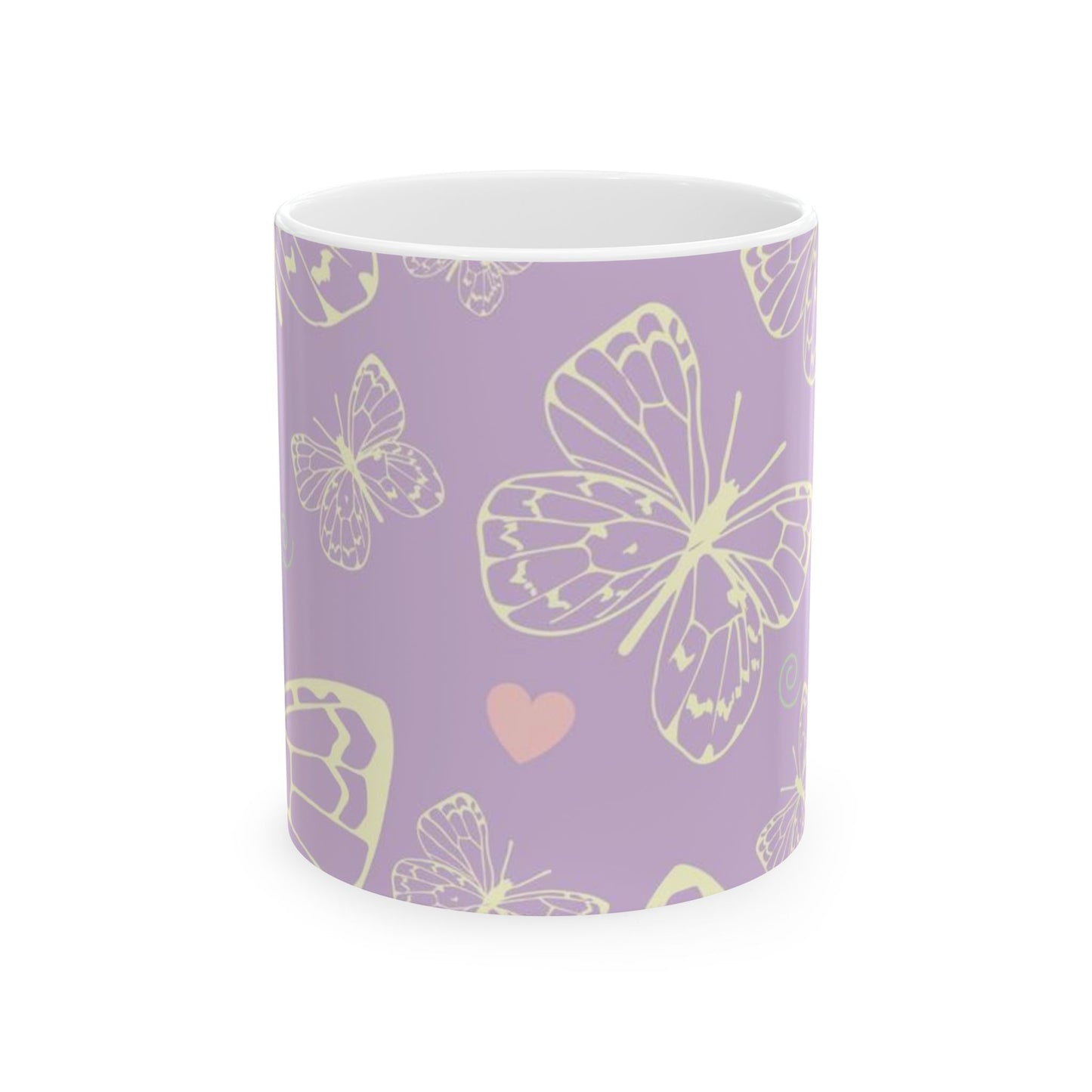 Butterfly Dreams Ceramic Mug, Cute Coffee Cup, Butterfly Lover Gift, Pastel Mug for Tea, Spring Decor