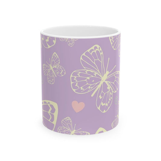 Butterfly Dreams Ceramic Mug, Cute Coffee Cup, Butterfly Lover Gift, Pastel Mug for Tea, Spring Decor