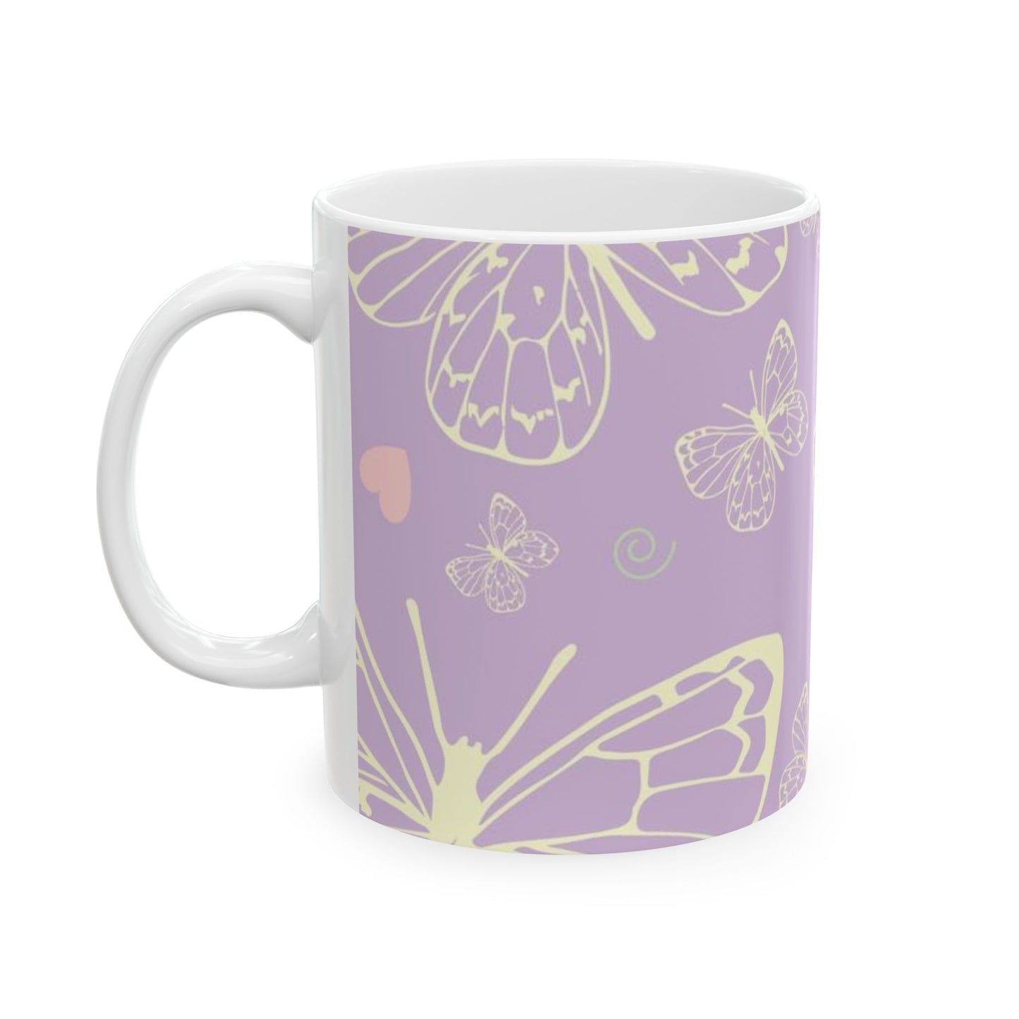 Butterfly Dreams Ceramic Mug, Cute Coffee Cup, Butterfly Lover Gift, Pastel Mug for Tea, Spring Decor