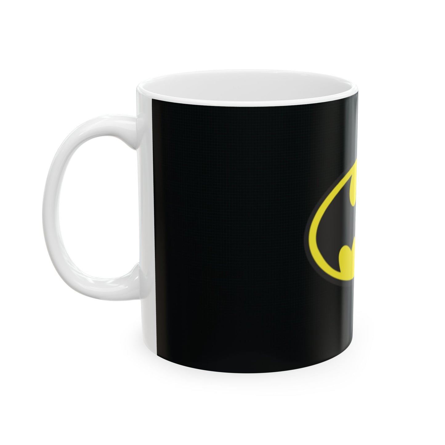 Batman Ceramic Mug, Superhero Gift, Coffee Cup, Comic Fan Mug, Black and Yellow Decor, Unique Drinkware